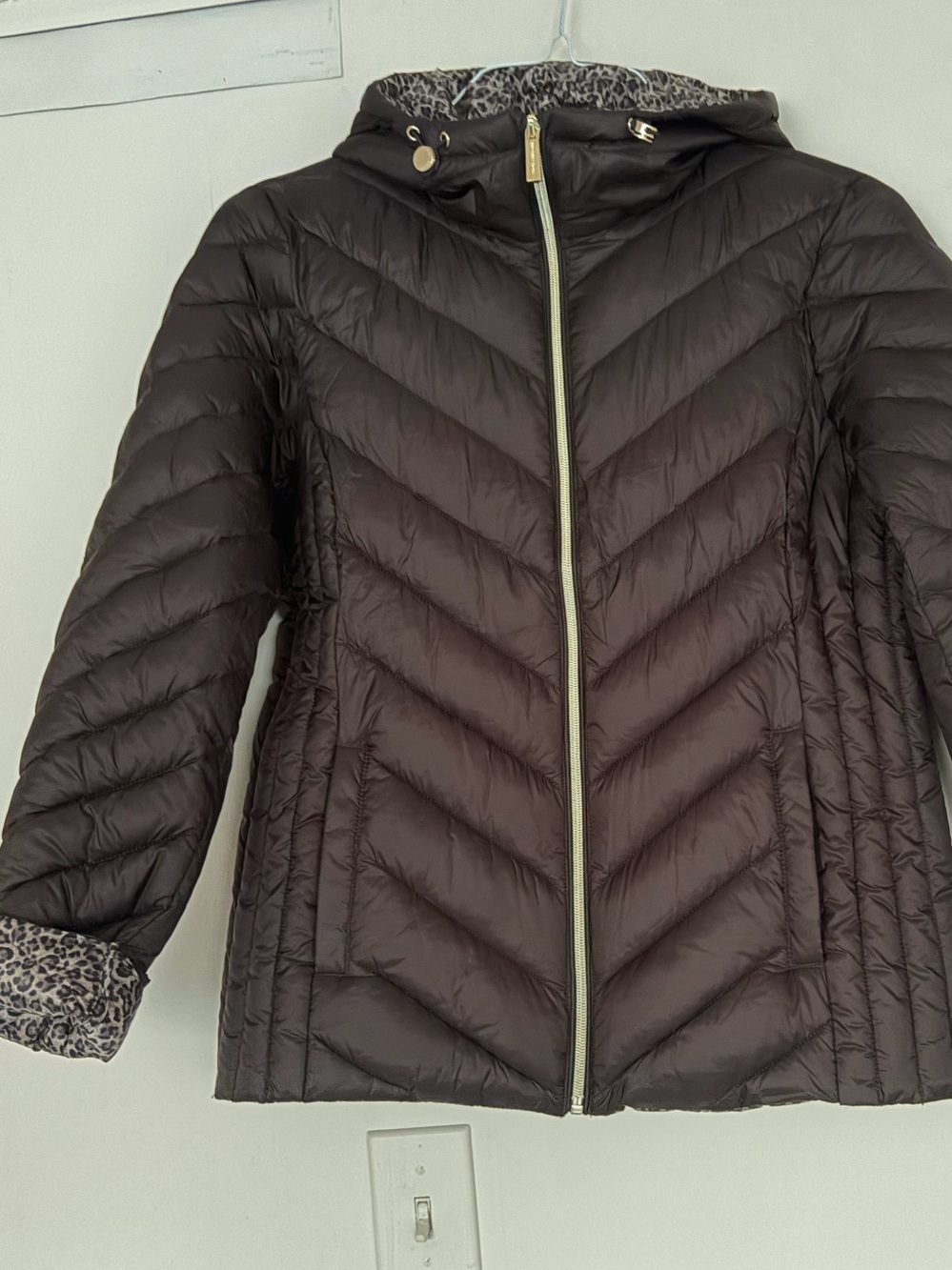 Michael Kors Women's Brown Quilted Hooded Packable Jacket